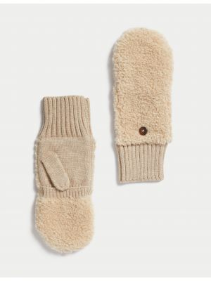 Pletené pletené rukavice Marks & Spencer hnědé