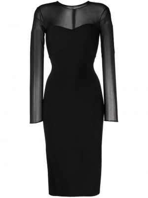 Прозрачна миди рокля Herve L. Leroux черно