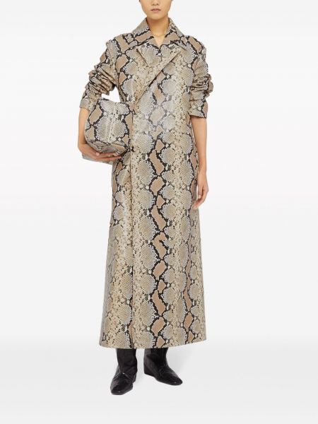 Manteau en cuir à imprimé à motif serpent Jil Sander beige