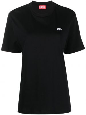 T-shirt brodé en coton Diesel noir