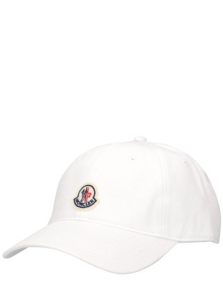 Памучна шапка с козирки бродирана Moncler бяло