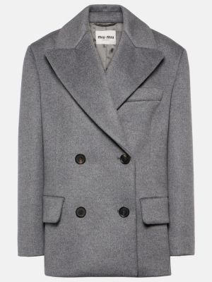 Cappotto corto di lana di cachemire Miu Miu grigio