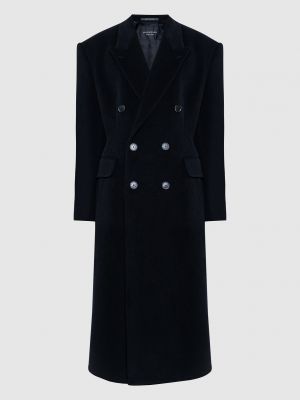 Черное шерстяное пальто Balenciaga