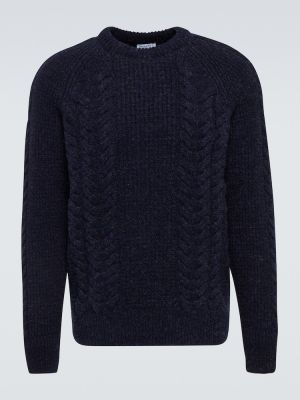 Вълнен пуловер Sunspel синьо
