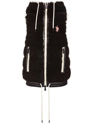 Pérová vesta s kapucňou Moncler Grenoble čierna