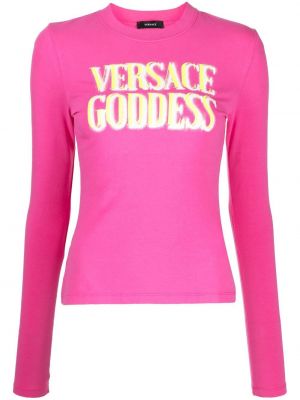 Różowa koszulka z nadrukiem Versace