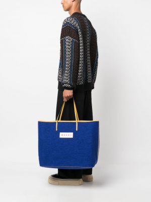 Filz beidseitig tragbare shopper handtasche Marni blau