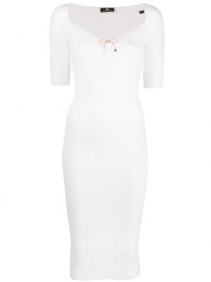 Вълнена миди рокля Elisabetta Franchi бяло