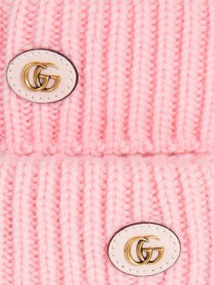 Guantes de lana de cachemir con estampado de cachemira Gucci rosa
