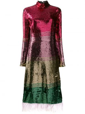 Sukienka koktajlowa z cekinami w piórka La Doublej różowa