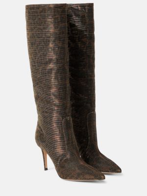 Леопардовые ботинки с принтом Gianvito Rossi коричневые