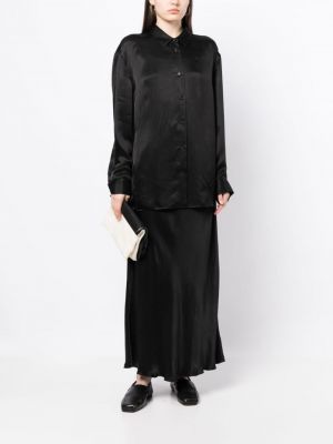 Drapované hedvábné dlouhá sukně The Row černé