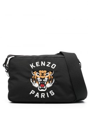 Чанта за ръка с тигров принт Kenzo черно