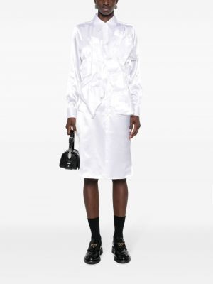 Saténové košilové šaty s volány Comme Des Garçons bílé