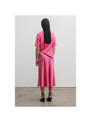 Falda midi de raso Ahlvar Gallery rosa