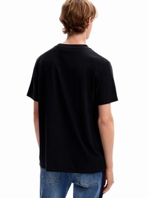 Koszulka bawełniana z nadrukiem Desigual czarna
