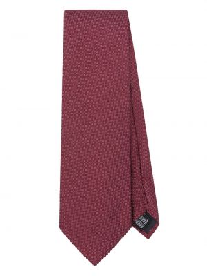 Puntíkatá hedvábná kravata Fursac červená