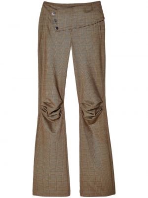 Spodnie w kratkę z nadrukiem plisowane Kiko Kostadinov brązowe