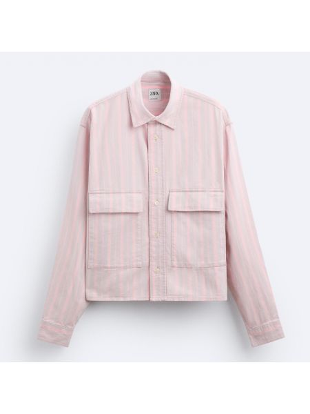 Рубашка в полоску Zara розовая