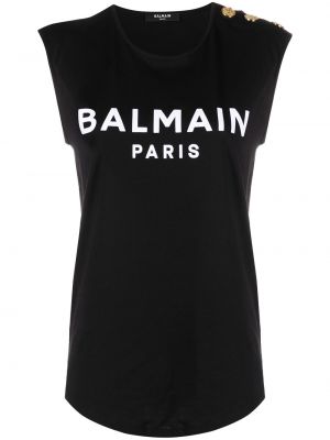 T-shirt con bottoni Balmain nero