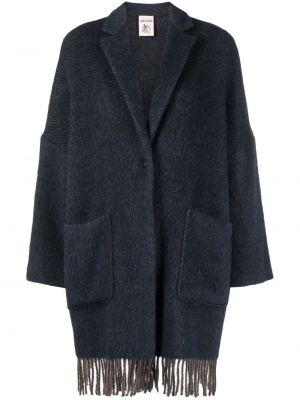 Pletený kabát s třásněmi Semicouture modrý
