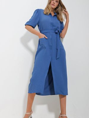 Šaty s kapsami Trend Alaçatı Stili modré