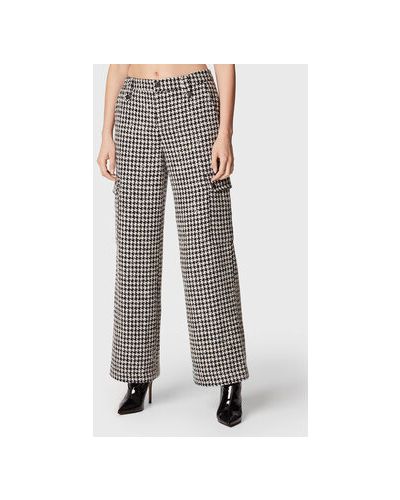 ROTATE Pantaloni din material Sparkly Houndstooth RT1901 Alb Relaxed Fit