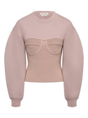 Шерстяной пуловер Alexander Mcqueen розовый