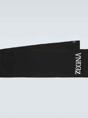 Bufanda de lana de tejido jacquard Zegna negro