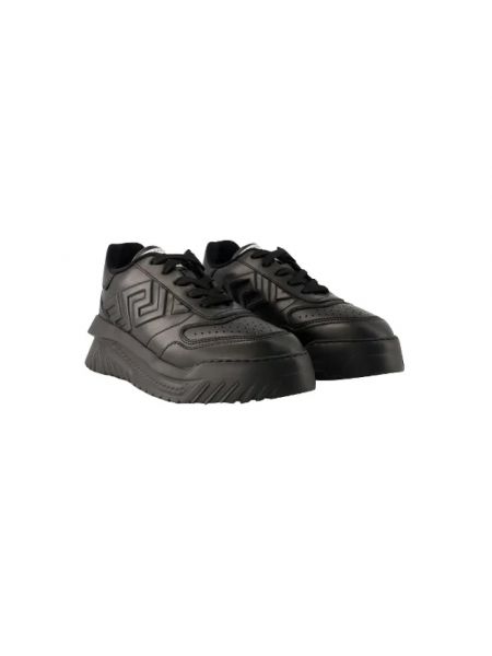 Sneakersy skórzane Versace czarne