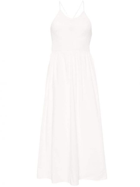 Λινή μίντι φόρεμα Faithfull The Brand λευκό