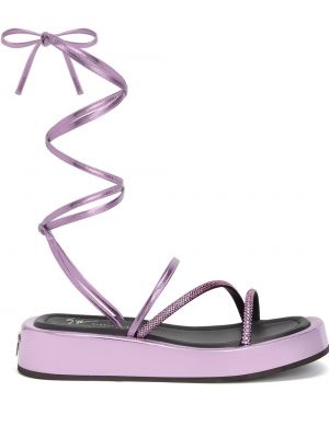 Sandale cu șireturi din dantelă Giuseppe Zanotti roz