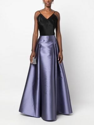 Plisované saténové dlouhá sukně Alberta Ferretti fialové