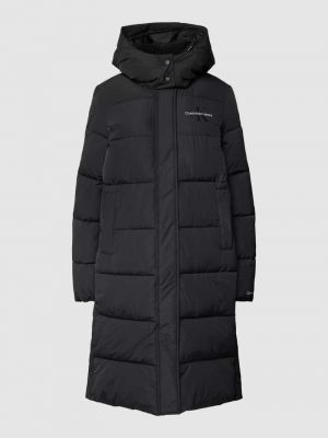 Pikowany płaszcz z kapturem Calvin Klein Jeans czarny