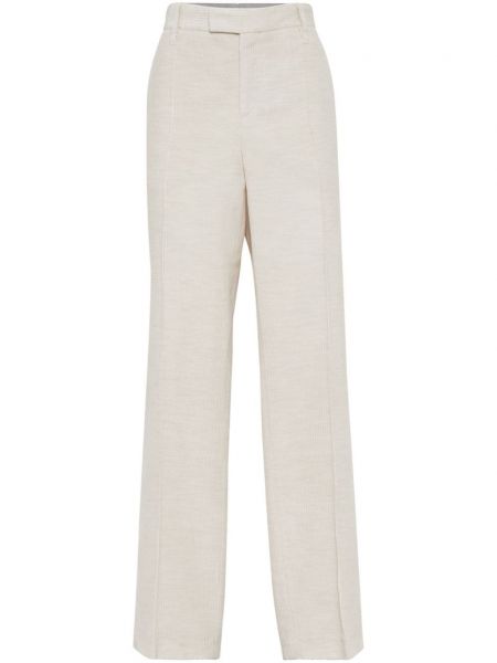 Samt hlače ravnih nogavica Brunello Cucinelli bijela