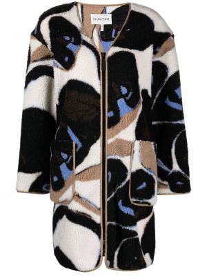 Manteau de fourrure en polaire à imprimé à motifs abstraits Munthe bleu