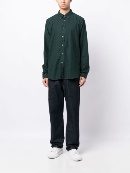 Flanelinė medvilninė siuvinėta marškiniai Ps Paul Smith žalia