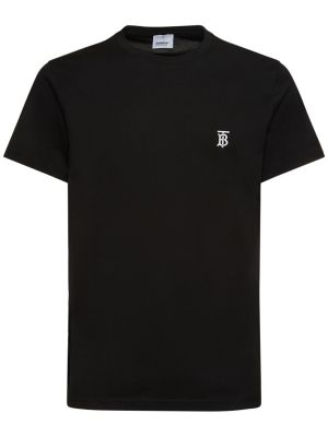 Džerzej bavlnené tričko s výšivkou Burberry čierna