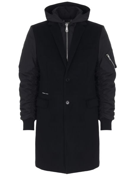 Комбинированное пальто Philipp Plein, черное