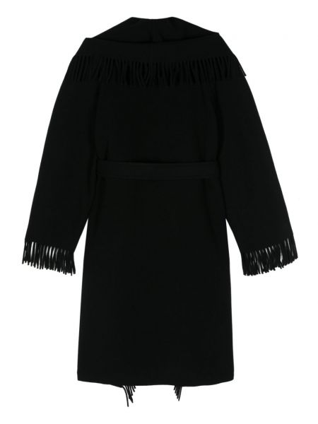 Vlněný kabát s třásněmi Balenciaga černý