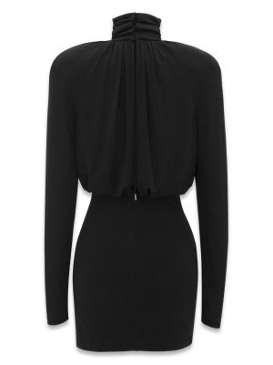Krepové drapované koktejlové šaty Saint Laurent černé