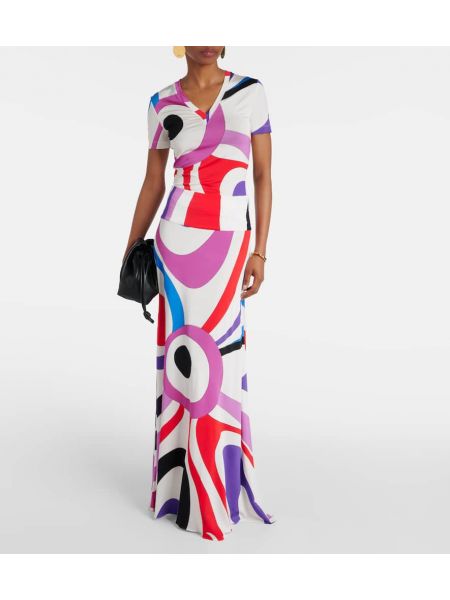 Σατέν maxi φούστα με σχέδιο από ζέρσεϋ Pucci