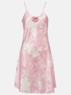 Шелковое платье мини с принтом Rodarte розовое