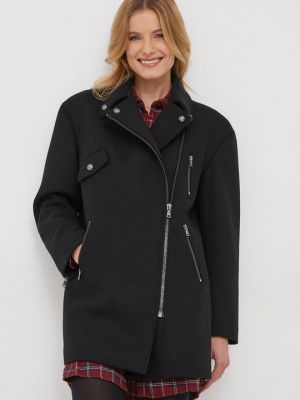 Шерстяное пальто Sisley черное