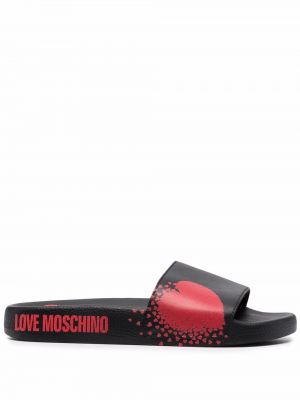 Sandali con stampa Love Moschino nero