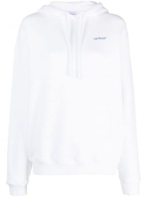 Bluza z kapturem bawełniana w paski z nadrukiem Off-white biała