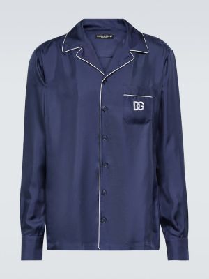 Zīda krekls ar izšuvumiem Dolce&gabbana zils