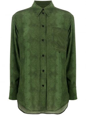 Копринена риза с принт Victoria Beckham зелено