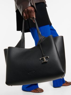 Kožená nákupná taška Tod's čierna