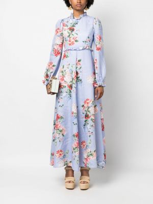 Sukienka długa w kwiatki z nadrukiem z falbankami Forte Dei Marmi Couture